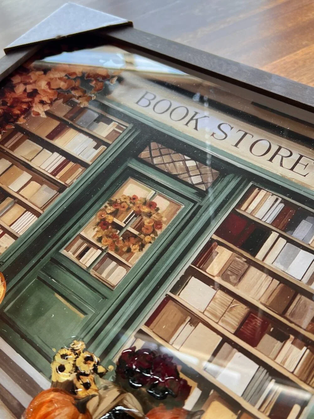 Fall Bookstore Framed Wall Art Cozy Autumn Home Decor